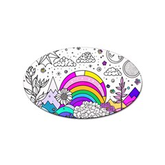 Rainbow Fun Cute Minimal Doodle Drawing 3 Sticker Oval (100 Pack) by Jancukart