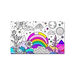 Rainbow Fun Cute Minimal Doodle Drawing 3 Sticker Rectangular (100 Pack) by Jancukart