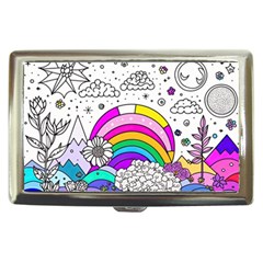 Rainbow Fun Cute Minimal Doodle Drawing 3 Cigarette Money Case