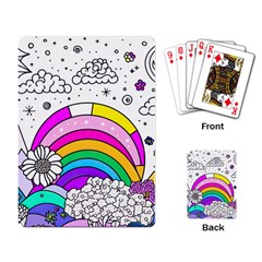 Rainbow Fun Cute Minimal Doodle Drawing 3 Playing Cards Single Design (rectangle)