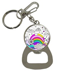 Rainbow Fun Cute Minimal Doodle Drawing 3 Bottle Opener Key Chain by Jancukart