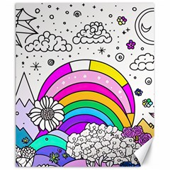 Rainbow Fun Cute Minimal Doodle Drawing 3 Canvas 20  X 24 