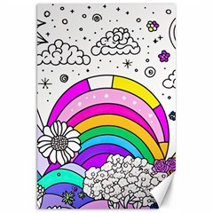 Rainbow Fun Cute Minimal Doodle Drawing 3 Canvas 20  X 30 