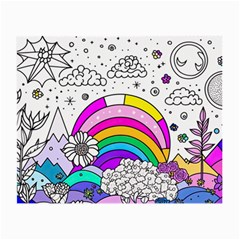 Rainbow Fun Cute Minimal Doodle Drawing 3 Small Glasses Cloth (2 Sides)