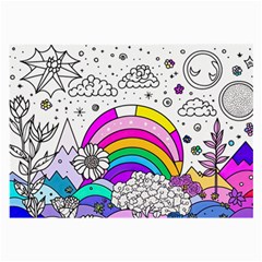 Rainbow Fun Cute Minimal Doodle Drawing 3 Large Glasses Cloth