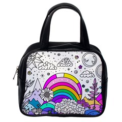 Rainbow Fun Cute Minimal Doodle Drawing 3 Classic Handbag (one Side)