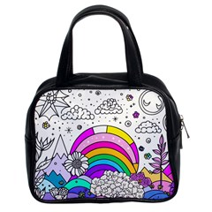 Rainbow Fun Cute Minimal Doodle Drawing 3 Classic Handbag (two Sides)