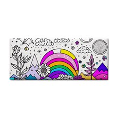 Rainbow Fun Cute Minimal Doodle Drawing 3 Hand Towel by Jancukart