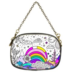 Rainbow Fun Cute Minimal Doodle Drawing 3 Chain Purse (one Side) by Jancukart