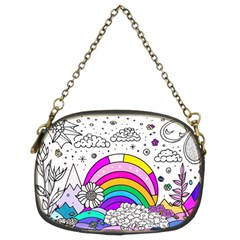 Rainbow Fun Cute Minimal Doodle Drawing 3 Chain Purse (two Sides) by Jancukart