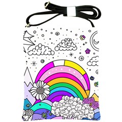 Rainbow Fun Cute Minimal Doodle Drawing 3 Shoulder Sling Bag