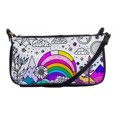 Rainbow Fun Cute Minimal Doodle Drawing 3 Shoulder Clutch Bag