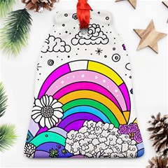 Rainbow Fun Cute Minimal Doodle Drawing 3 Bell Ornament (two Sides)