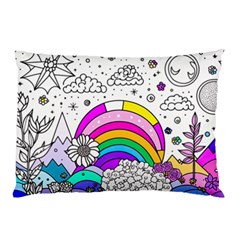 Rainbow Fun Cute Minimal Doodle Drawing 3 Pillow Case (two Sides)