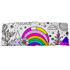 Rainbow Fun Cute Minimal Doodle Drawing 3 Body Pillow Case Dakimakura (two Sides) by Jancukart