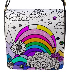 Rainbow Fun Cute Minimal Doodle Drawing 3 Flap Closure Messenger Bag (s)