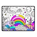 Rainbow Fun Cute Minimal Doodle Drawing 3 Two Sides Fleece Blanket (Small) 45 x34  Blanket Front