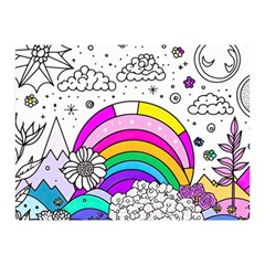 Rainbow Fun Cute Minimal Doodle Drawing 3 Two Sides Premium Plush Fleece Blanket (mini)