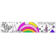 Rainbow Fun Cute Minimal Doodle Drawing 3 Large Premium Plush Fleece Scarf 