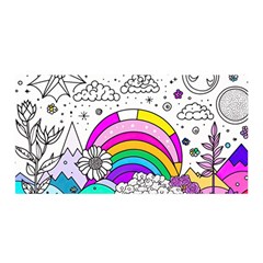 Rainbow Fun Cute Minimal Doodle Drawing 3 Satin Wrap 35  X 70 