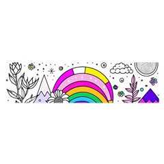 Rainbow Fun Cute Minimal Doodle Drawing 3 Oblong Satin Scarf (16  X 60 ) by Jancukart