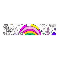 Rainbow Fun Cute Minimal Doodle Drawing 3 Velvet Scrunchie by Jancukart