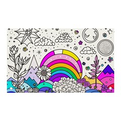 Rainbow Fun Cute Minimal Doodle Drawing 3 Banner And Sign 5  X 3 