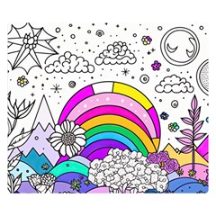 Rainbow Fun Cute Minimal Doodle Drawing 3 Premium Plush Fleece Blanket (small)