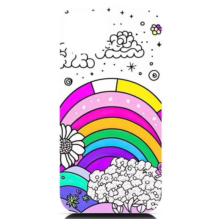 Rainbow Fun Cute Minimal Doodle Drawing 3 iPhone 14 Plus Black UV Print Case