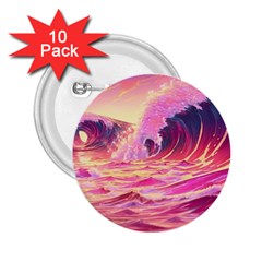 Waves Ocean Sea Tsunami Nautical 5 2 25  Buttons (10 Pack)  by Jancukart