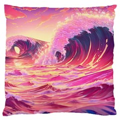 Waves Ocean Sea Tsunami Nautical 5 Large Cushion Case (two Sides) by Jancukart