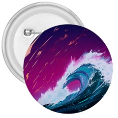 Tsunami Waves Ocean Sea Nautical Nature Water Unique 3  Buttons