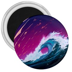 Tsunami Waves Ocean Sea Nautical Nature Water Unique 3  Magnets by Jancukart