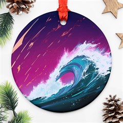 Tsunami Waves Ocean Sea Nautical Nature Water Unique Ornament (round) by Jancukart