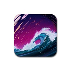 Tsunami Waves Ocean Sea Nautical Nature Water Unique Rubber Coaster (square) by Jancukart