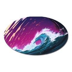 Tsunami Waves Ocean Sea Nautical Nature Water Unique Oval Magnet by Jancukart