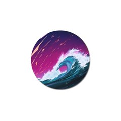 Tsunami Waves Ocean Sea Nautical Nature Water Unique Golf Ball Marker by Jancukart