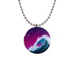 Tsunami Waves Ocean Sea Nautical Nature Water Unique 1  Button Necklace