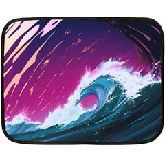 Tsunami Waves Ocean Sea Nautical Nature Water Unique Fleece Blanket (mini) by Jancukart