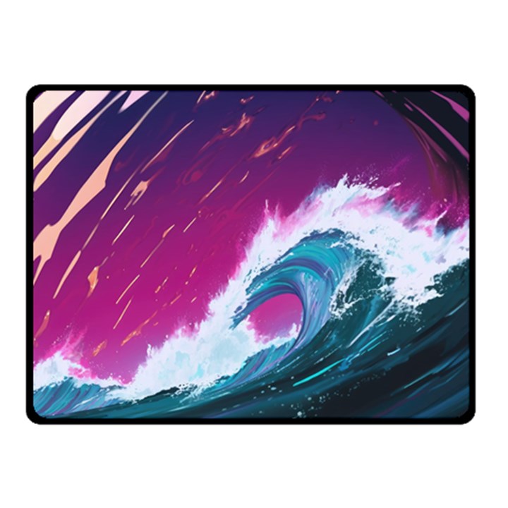 Tsunami Waves Ocean Sea Nautical Nature Water Unique Fleece Blanket (Small)