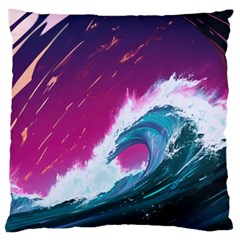 Tsunami Waves Ocean Sea Nautical Nature Water Unique Large Cushion Case (two Sides) by Jancukart