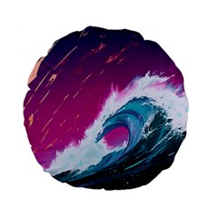 Tsunami Waves Ocean Sea Nautical Nature Water Unique Standard 15  Premium Round Cushions by Jancukart