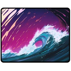 Tsunami Waves Ocean Sea Nautical Nature Water Unique Two Sides Fleece Blanket (medium)