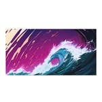 Tsunami Waves Ocean Sea Nautical Nature Water Unique Satin Wrap 35  x 70  Front