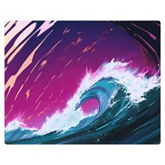 Tsunami Waves Ocean Sea Nautical Nature Water Unique Premium Plush Fleece Blanket (medium)