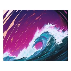 Tsunami Waves Ocean Sea Nautical Nature Water Unique Premium Plush Fleece Blanket (large)