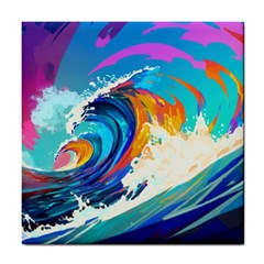 Tsunami Waves Ocean Sea Nautical Nature Water Art Tile Coaster