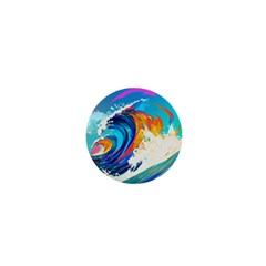 Tsunami Waves Ocean Sea Nautical Nature Water Art 1  Mini Buttons