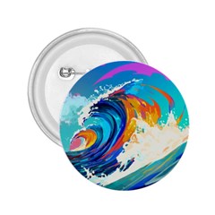 Tsunami Waves Ocean Sea Nautical Nature Water Art 2.25  Buttons