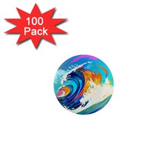 Tsunami Waves Ocean Sea Nautical Nature Water Art 1  Mini Magnets (100 Pack)  by Jancukart